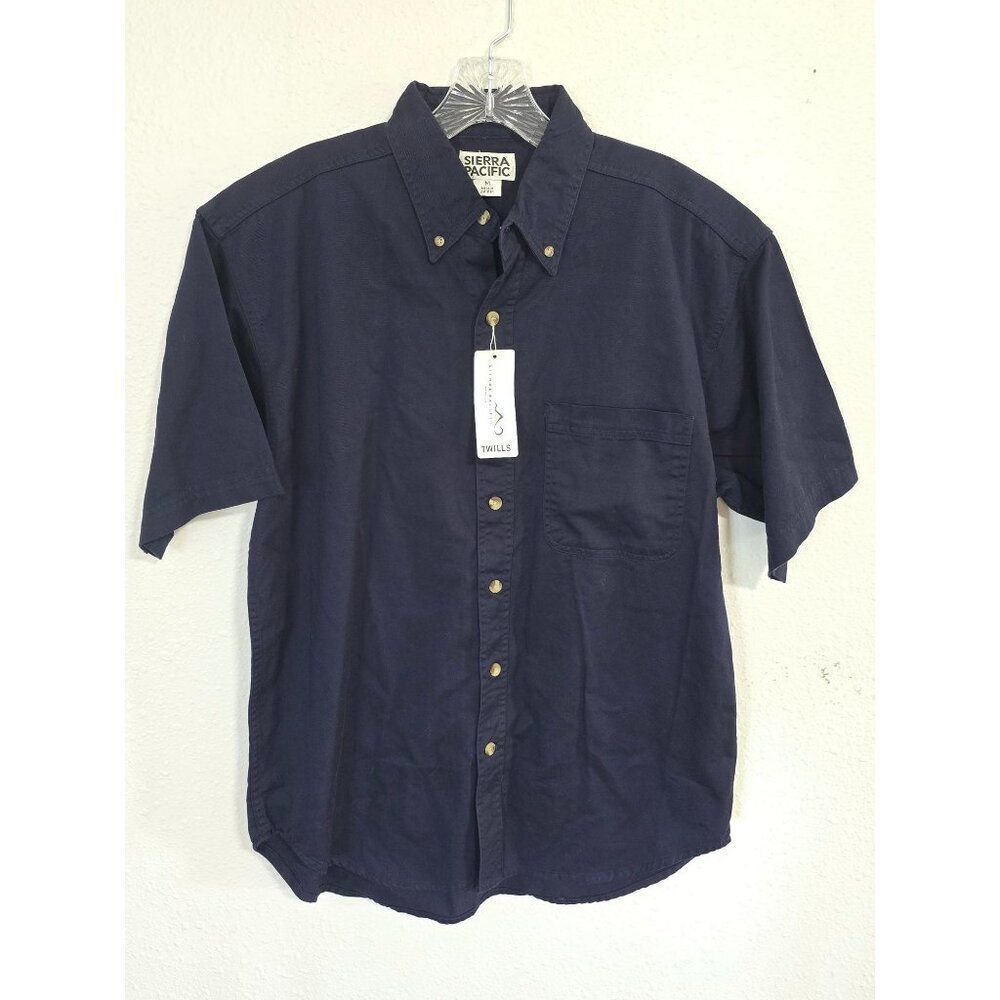 NWT Sierra Pacific Men's Short Sleeve Button Up Shirt 100% Cotton Size M